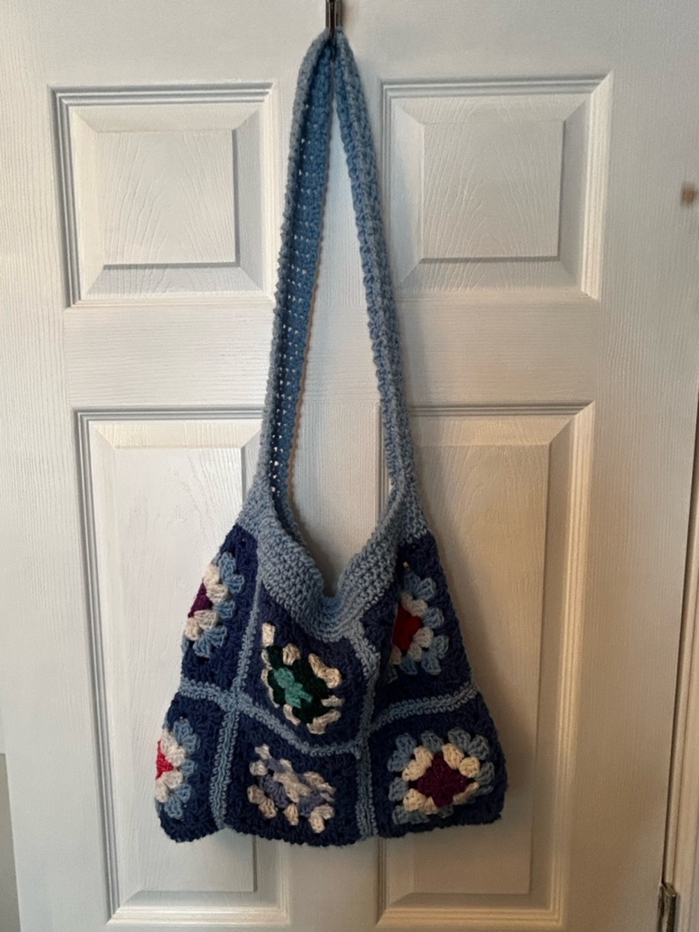 Handmade Crochet Blue Granny-Square bag